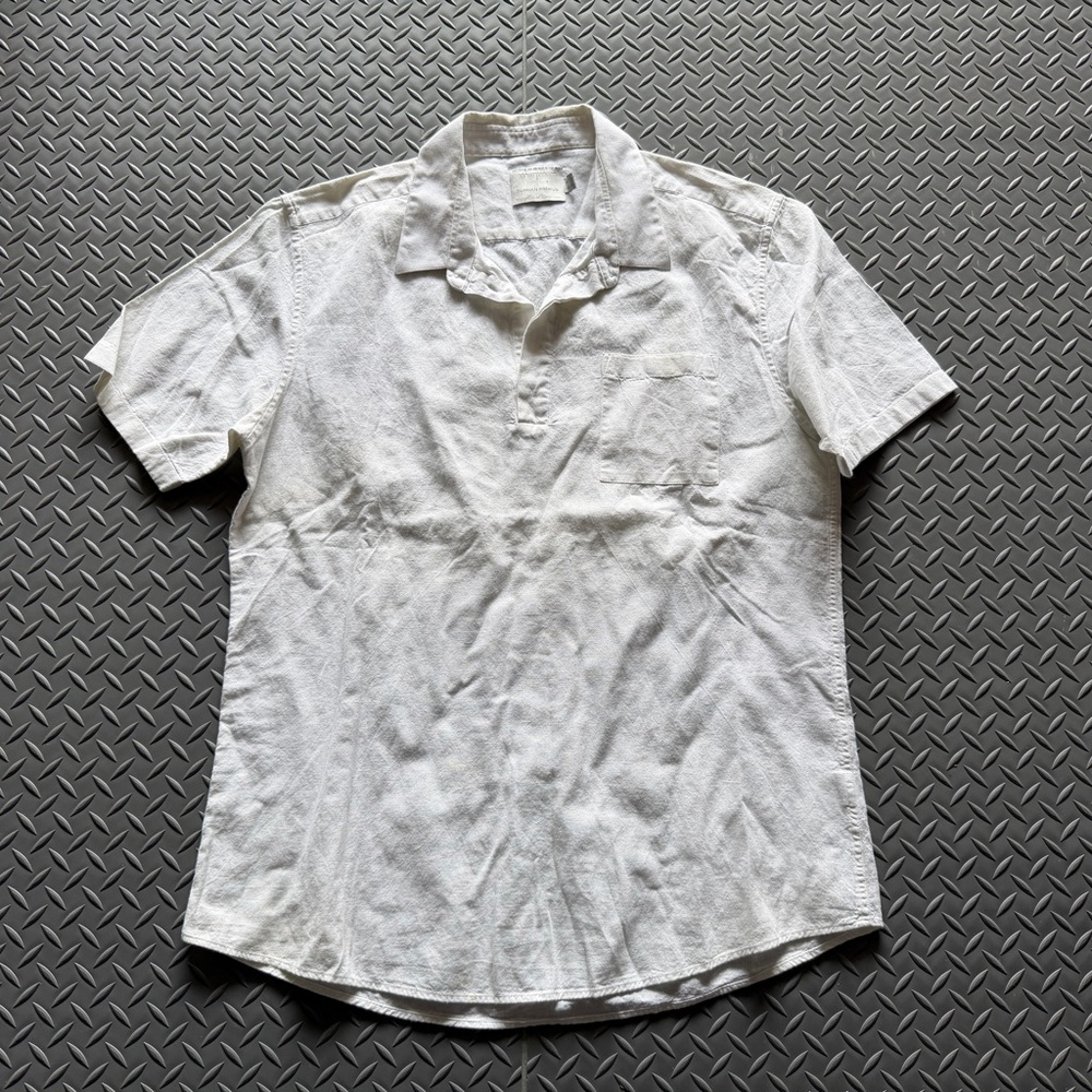 Topman Linen Cotton White Polo Shirt